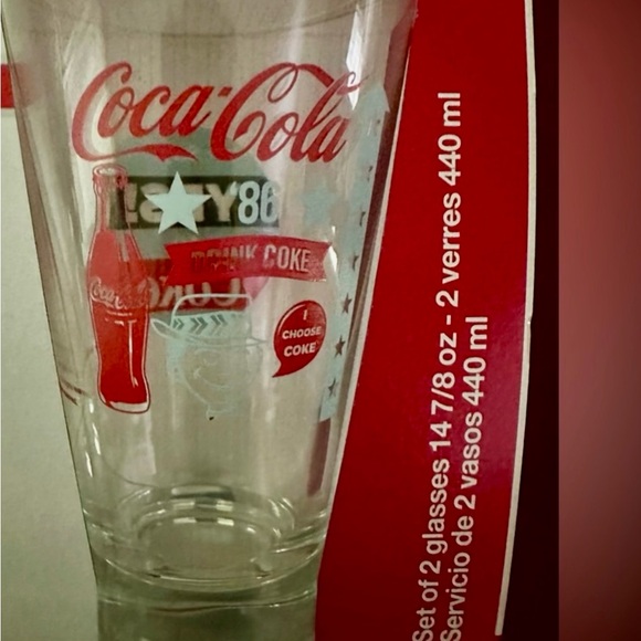 Coca-Cola Glass with Red, White, and Blue Design 2 pack - Picture 11 of 12